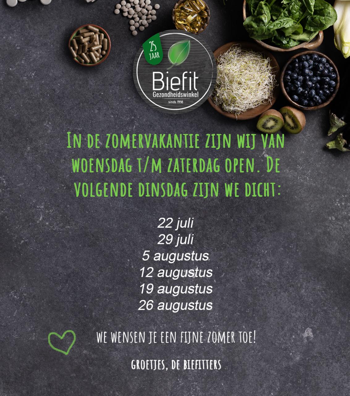 aangepaste openingstijden zomer 2025